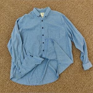Men's XL Blue Green 100% Cotton Houndstooth L.L. BEAN Wicked Good Flannel Shirt